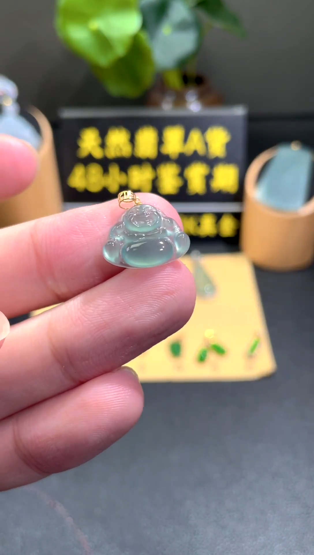颈饰18K金镶嵌翡翠翡翠A货