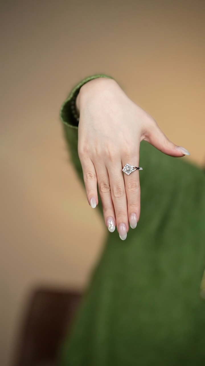 银S925镶嵌戒指海水珍珠3-4akoya布切拉缇戒指