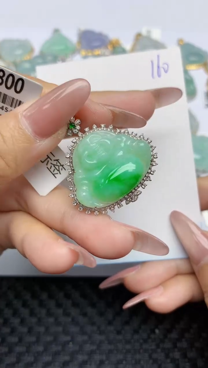 【闪购商品】翡翠颈饰18K金镶嵌天然A货翡翠 160