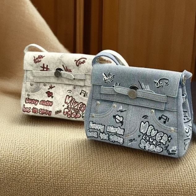 【 涂鸦 * HerBag 】SINGSING正品小众设计师轻奢时尚斜挎牛仔包