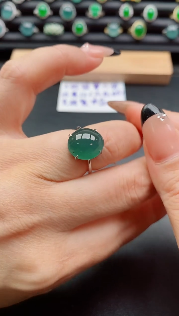 银S925镶嵌戒指翡翠1