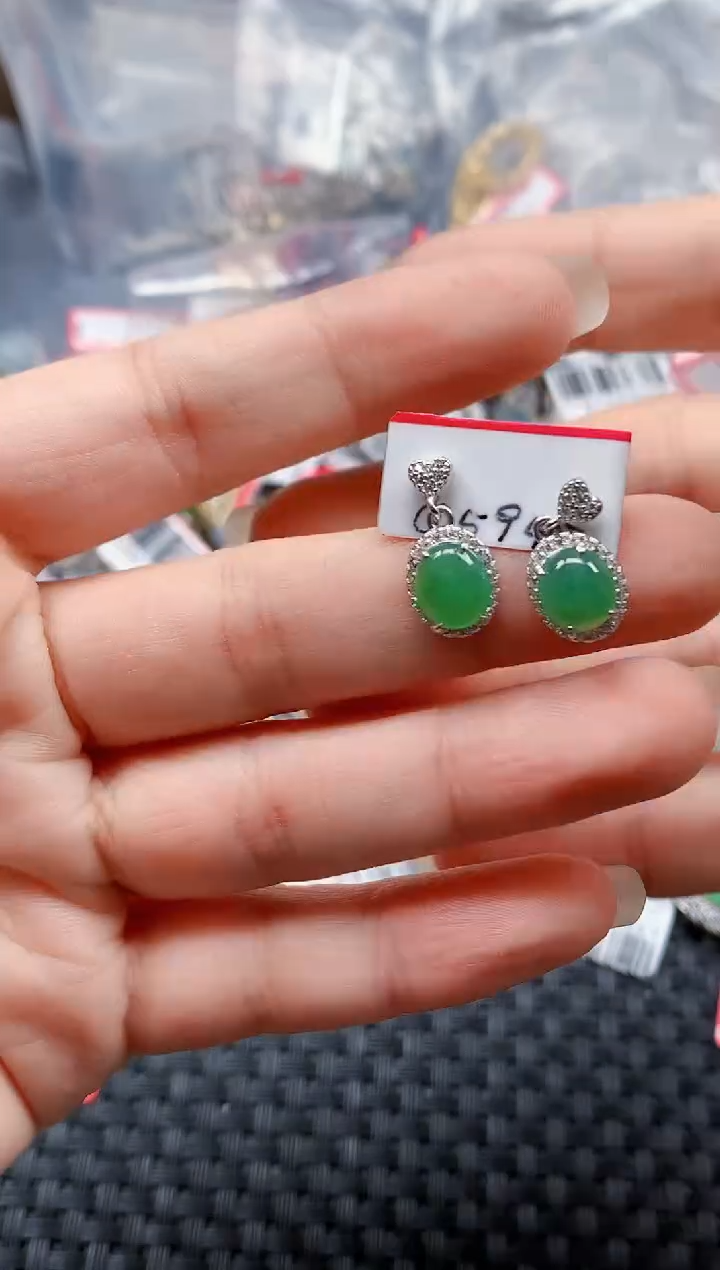 银S925镶嵌戒指翡翠天然A货缅甸翡翠