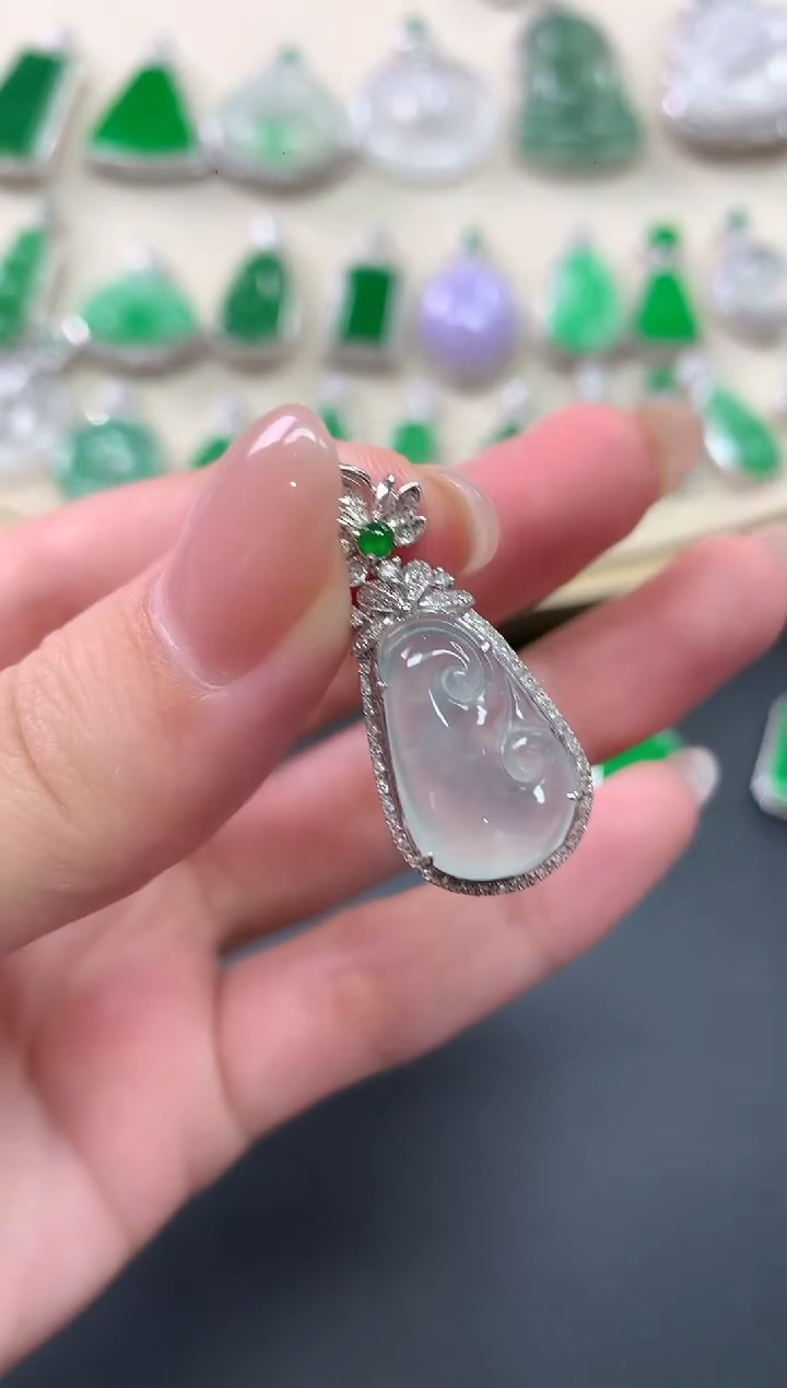 翡翠18K金镶嵌吊坠(不含链)Y746|3980