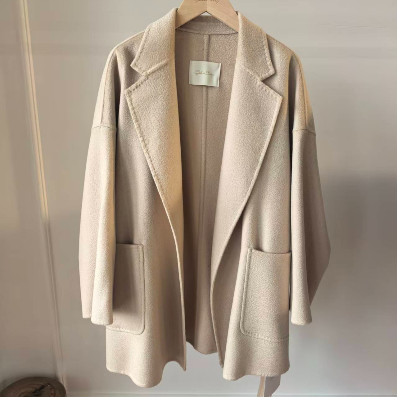 GELEISTORY 女士100%羊毛翻领大衣外套