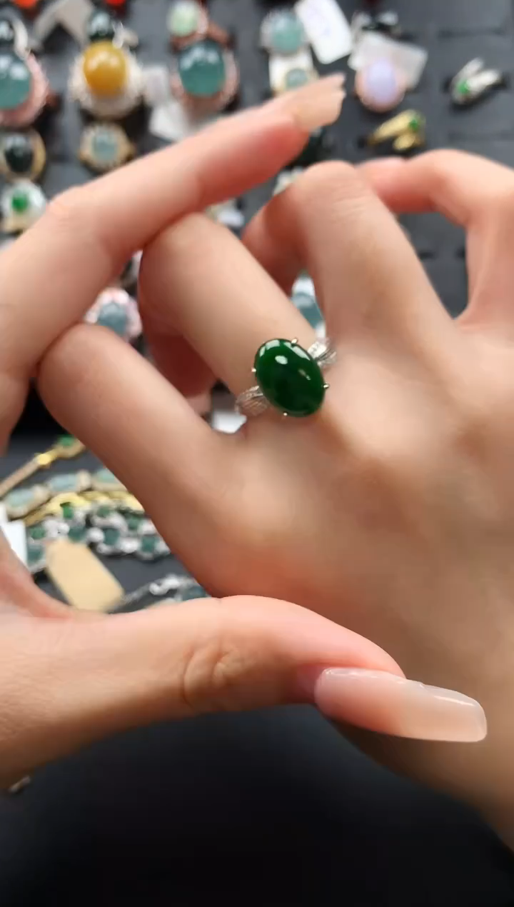 【闪购商品】翡翠戒指银S925镶嵌47657547456