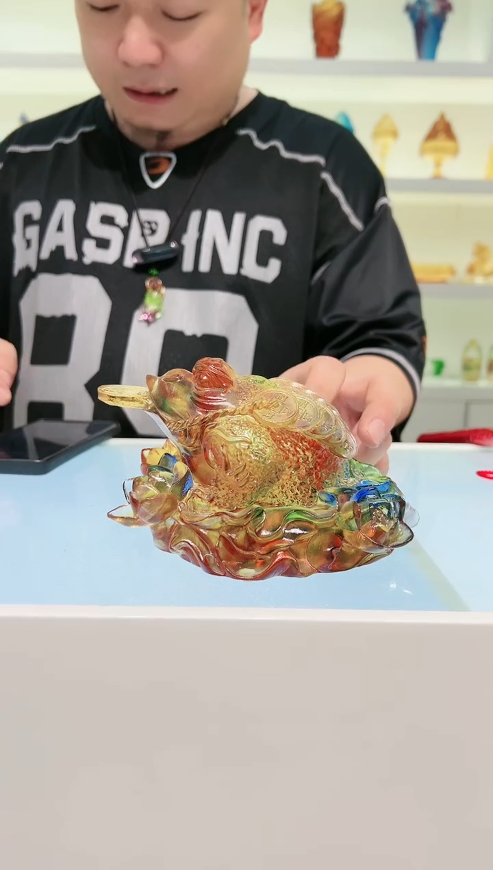 【闪购商品】茶宠古法琉璃彩色莲花金蟾