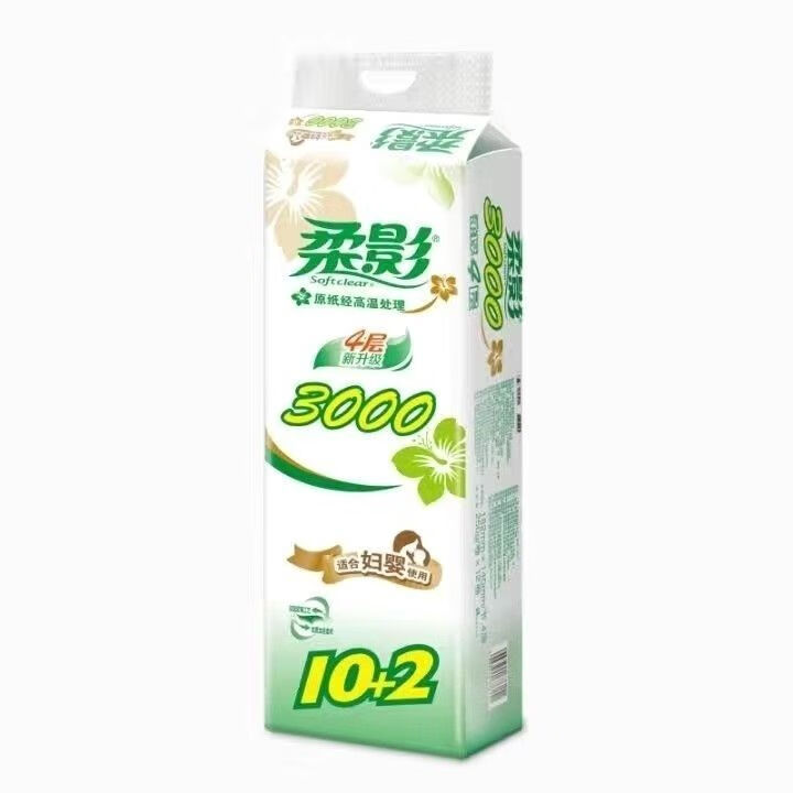 柔影 四层无芯卫生纸12卷 2500g/袋共4提
