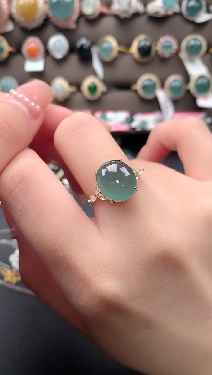 【闪购商品】翡翠戒指银S925镶嵌634214