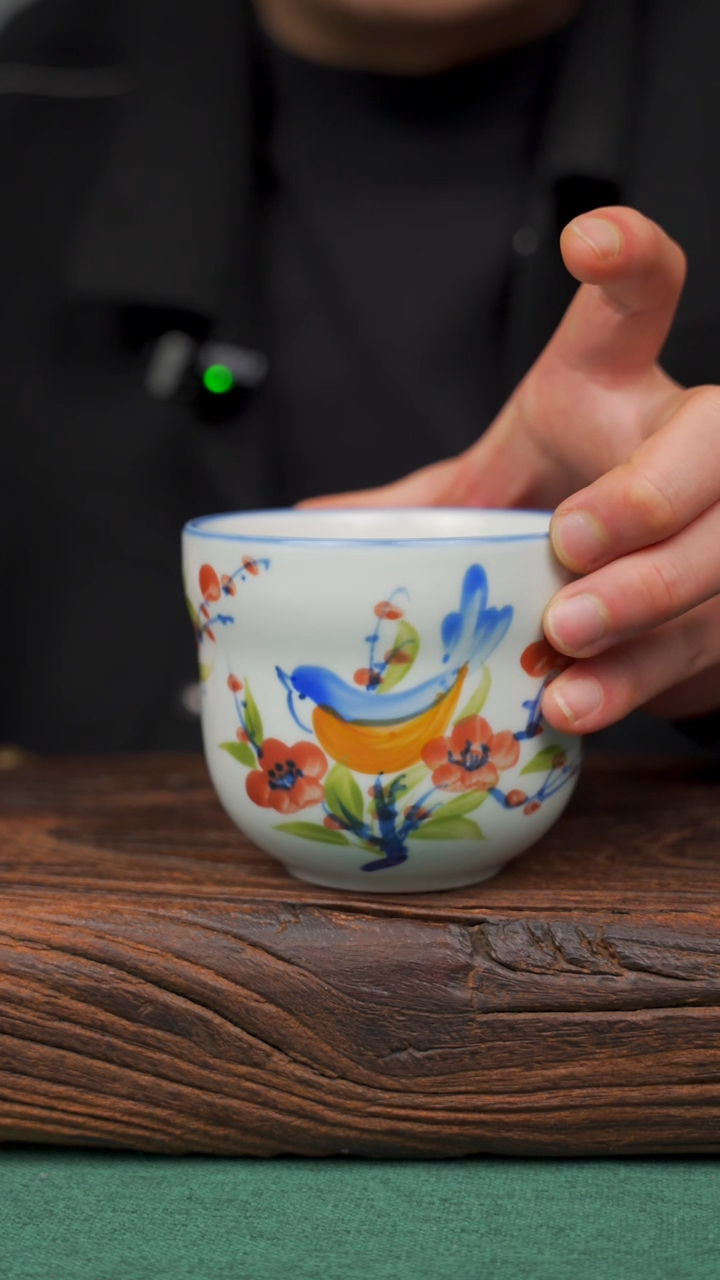 【闪购商品】瓷片85寻一缕瓷香杯釉下手工手绘瓷器