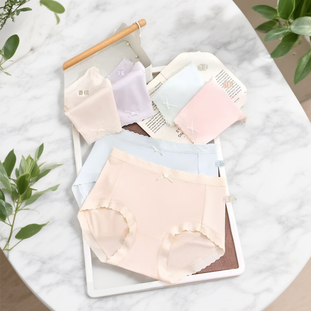 2337女士中高腰透气抑菌纯棉三角内裤简约舒适喜庆风格亲肤