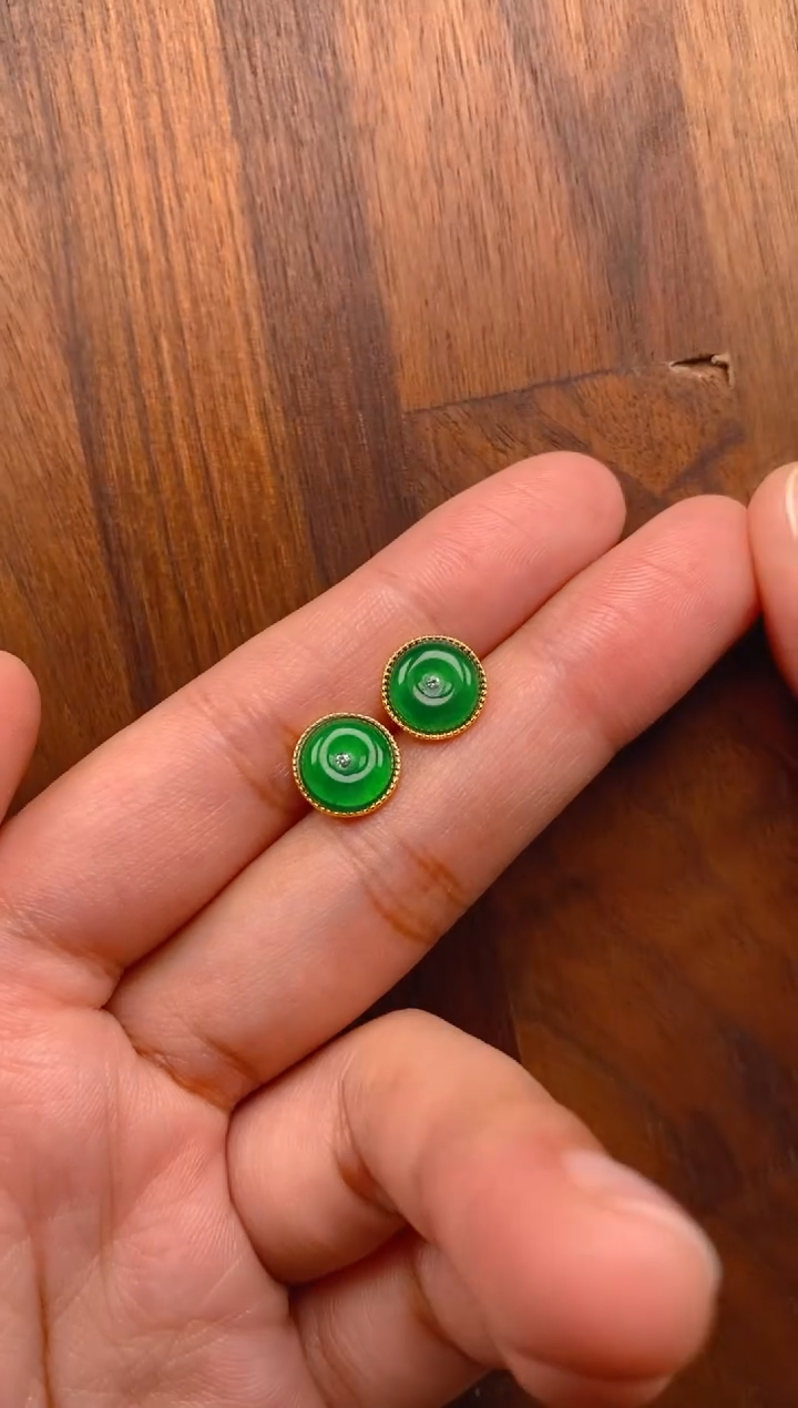 【闪购商品】翡翠耳饰银S925镶嵌平安扣耳饰