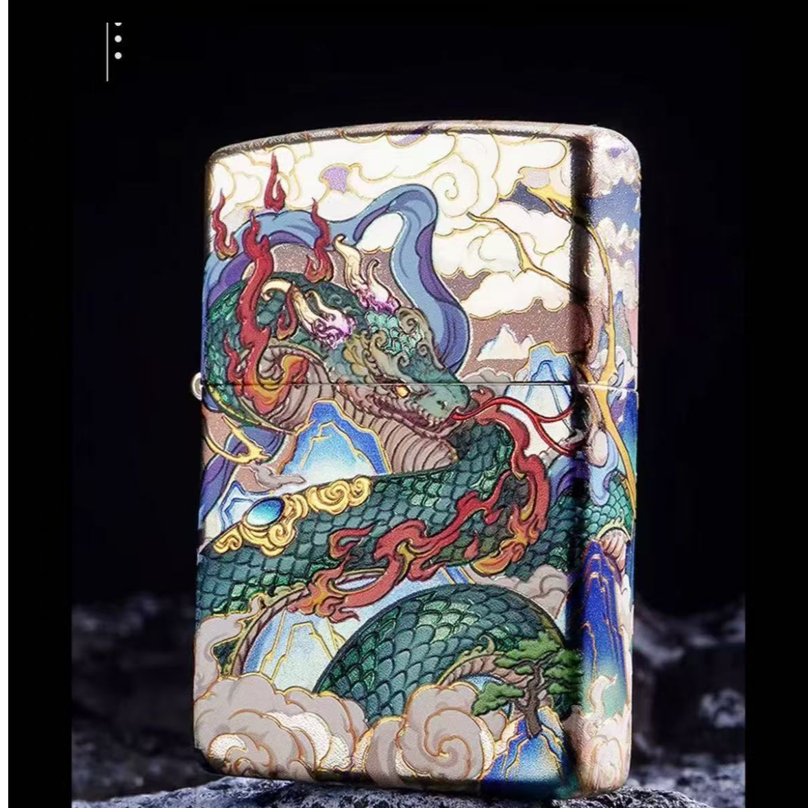 Zippo正品防风打火机镀银烫金霓云腾蛇