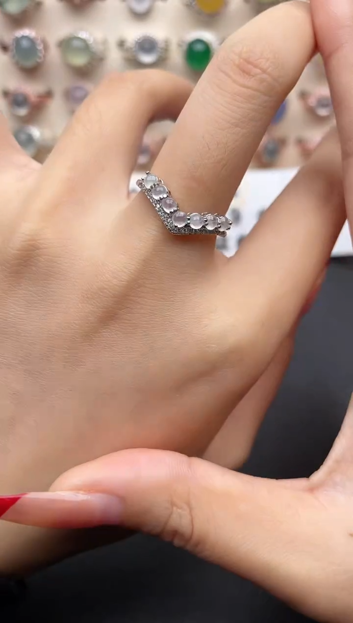 【闪购商品】翡翠戒指银S925镶嵌一物一证一礼盒