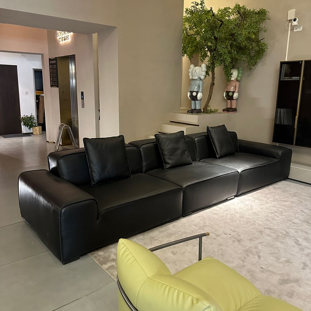 百驰系列FL003-C全牛皮直排沙发360°头层牛皮3940*1120*750H