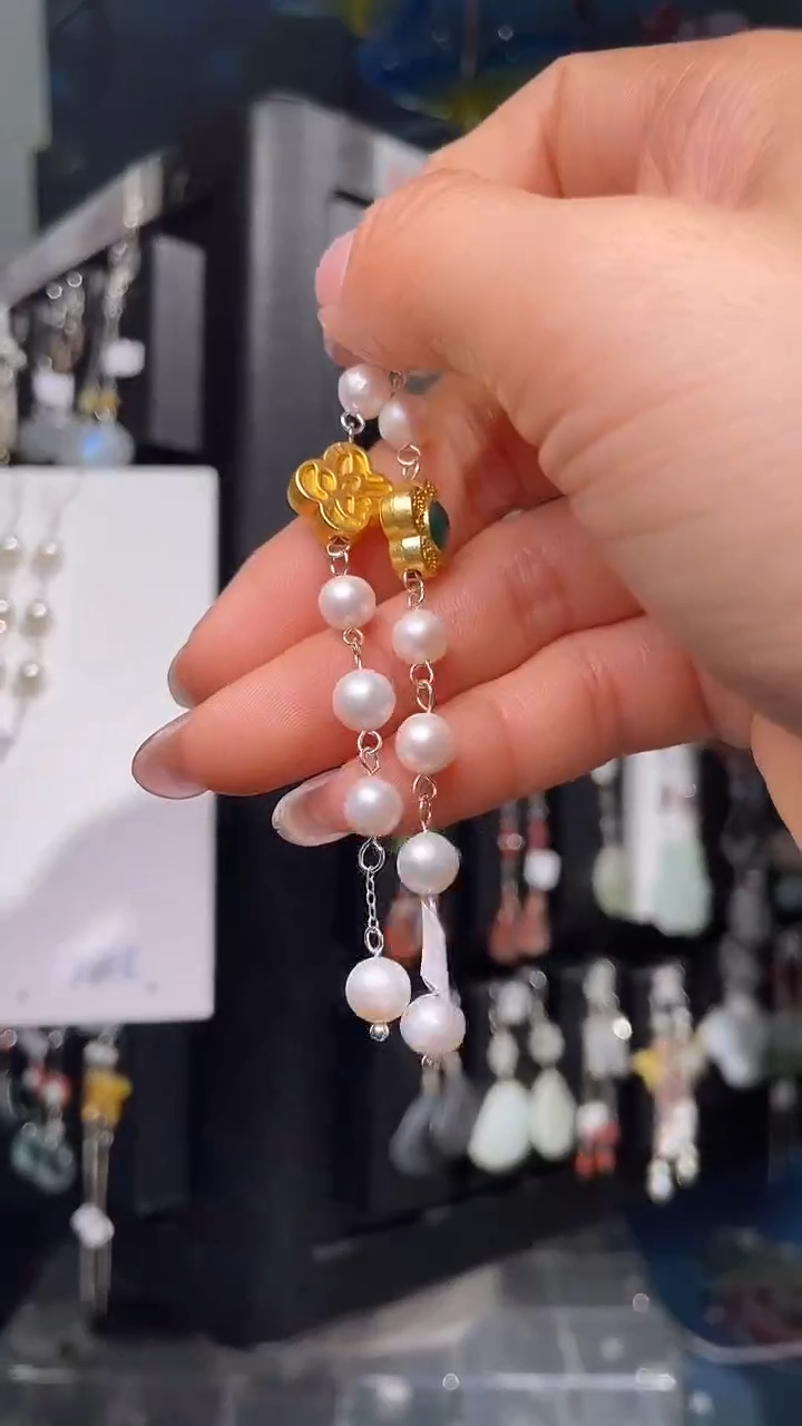 未镶嵌耳饰淡水珍珠团***@团团圆圆