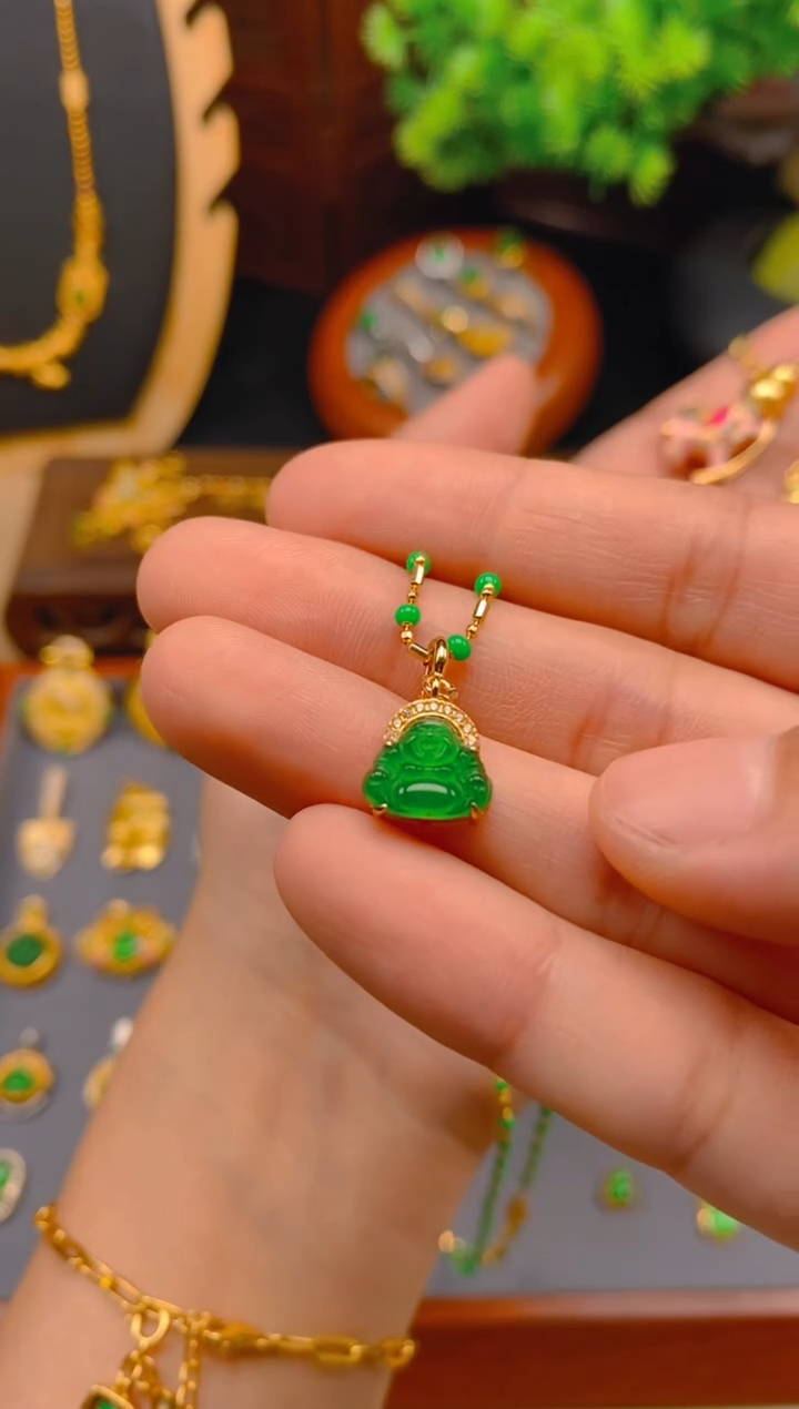 翡翠银S925镶嵌吊坠(不含链)佛公万能扣