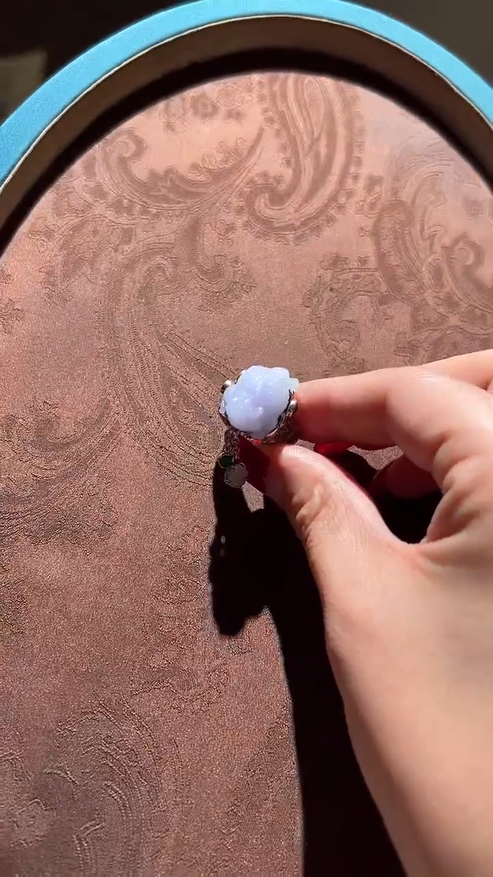 【闪购商品】翡翠戒指银S925镶嵌红翡绿翠 17号