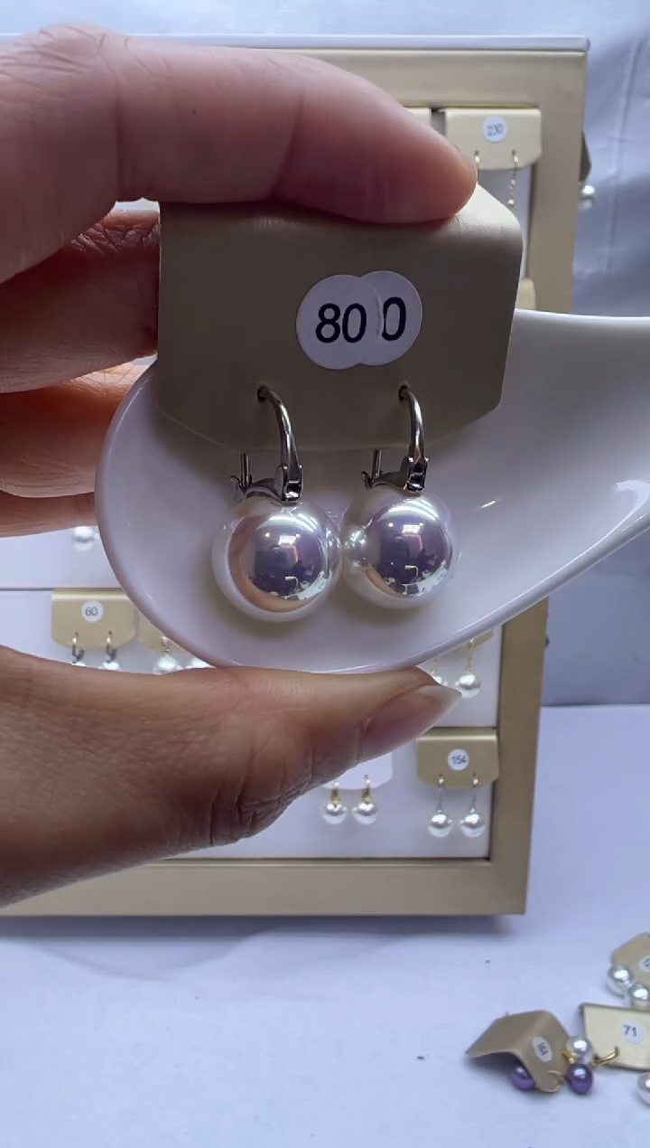 银S925镶嵌耳饰淡水珍珠800