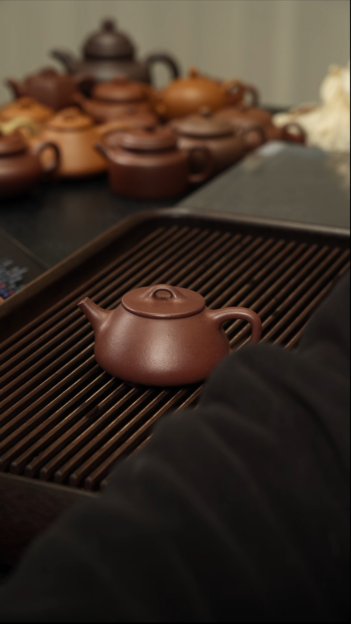 茶壶紫砂开心一下平盖石瓢