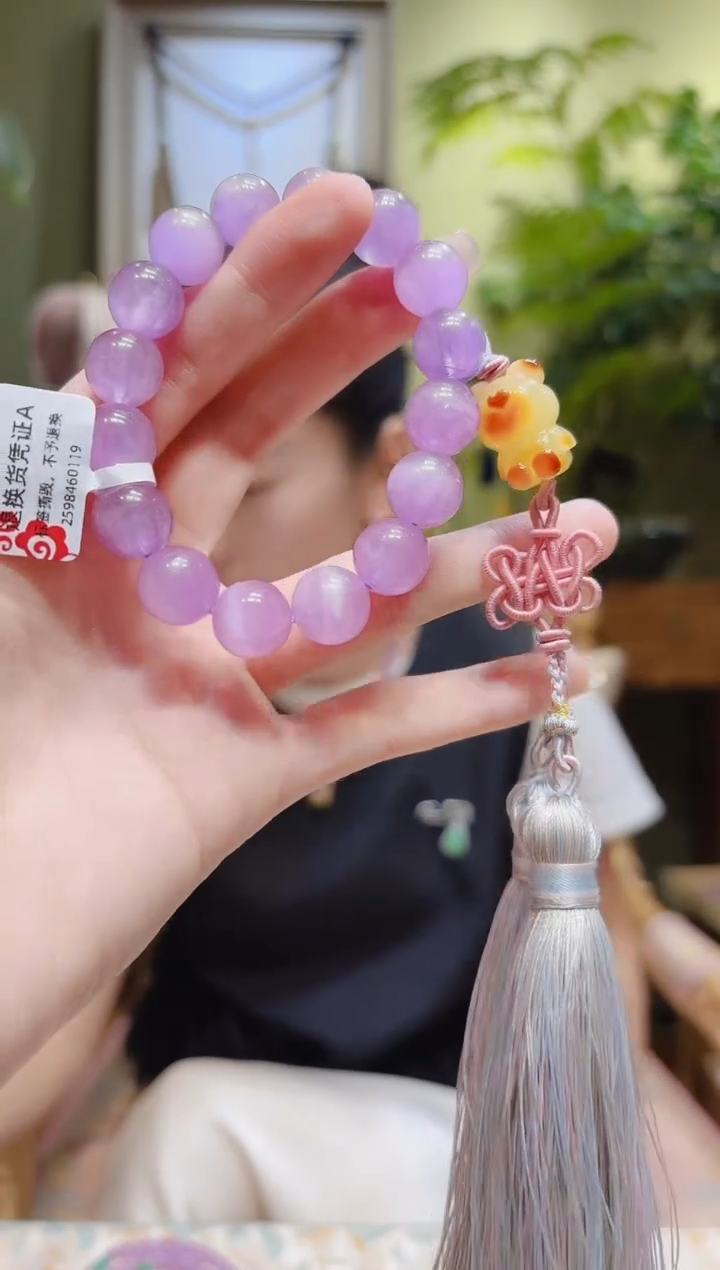 【闪购商品】锂辉石车挂未镶嵌灰流苏紫锂辉车挂