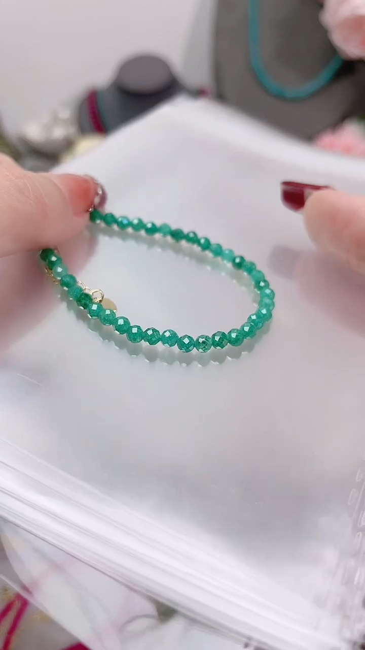 银S925镶嵌手链祖母绿硬抛89