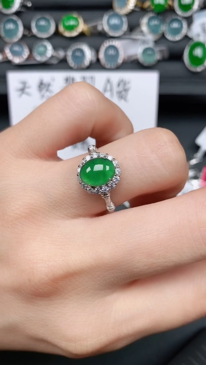 翡翠戒指银S925镶嵌11111