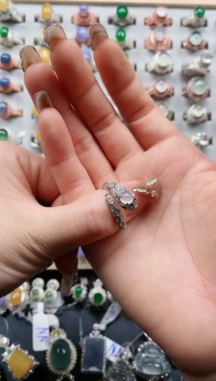 【闪购商品】翡翠戒指银S925镶嵌天然翡翠女戒专场