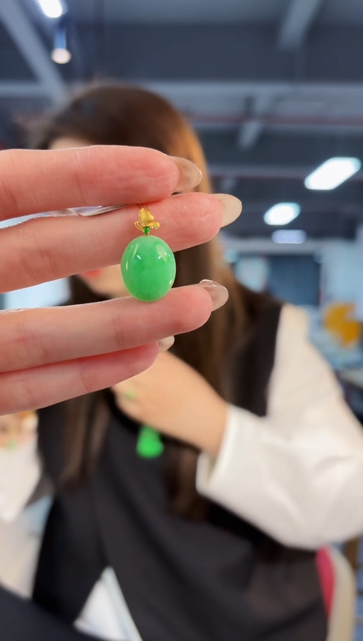 【闪购商品】翡翠颈饰18K金镶嵌缅料A货/支持复检/一件