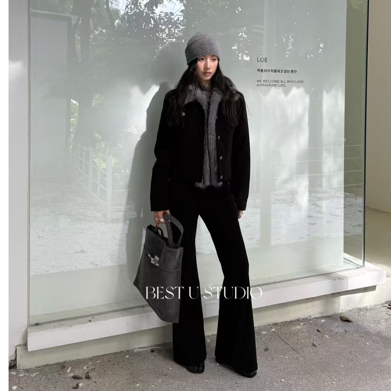 米古古 BEST U#12201-福 微喇舒适长款裤子（S码：裤长102 腰围70）K