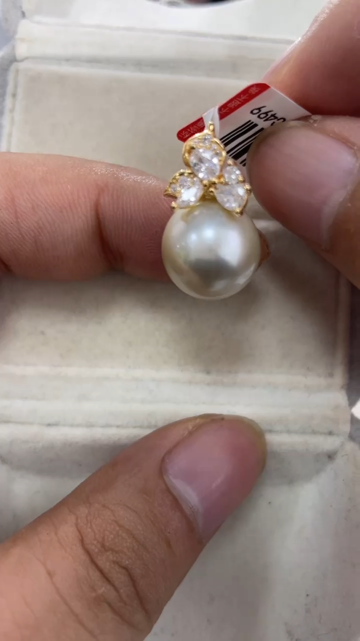 银S925镶嵌吊坠海水珍珠澳白