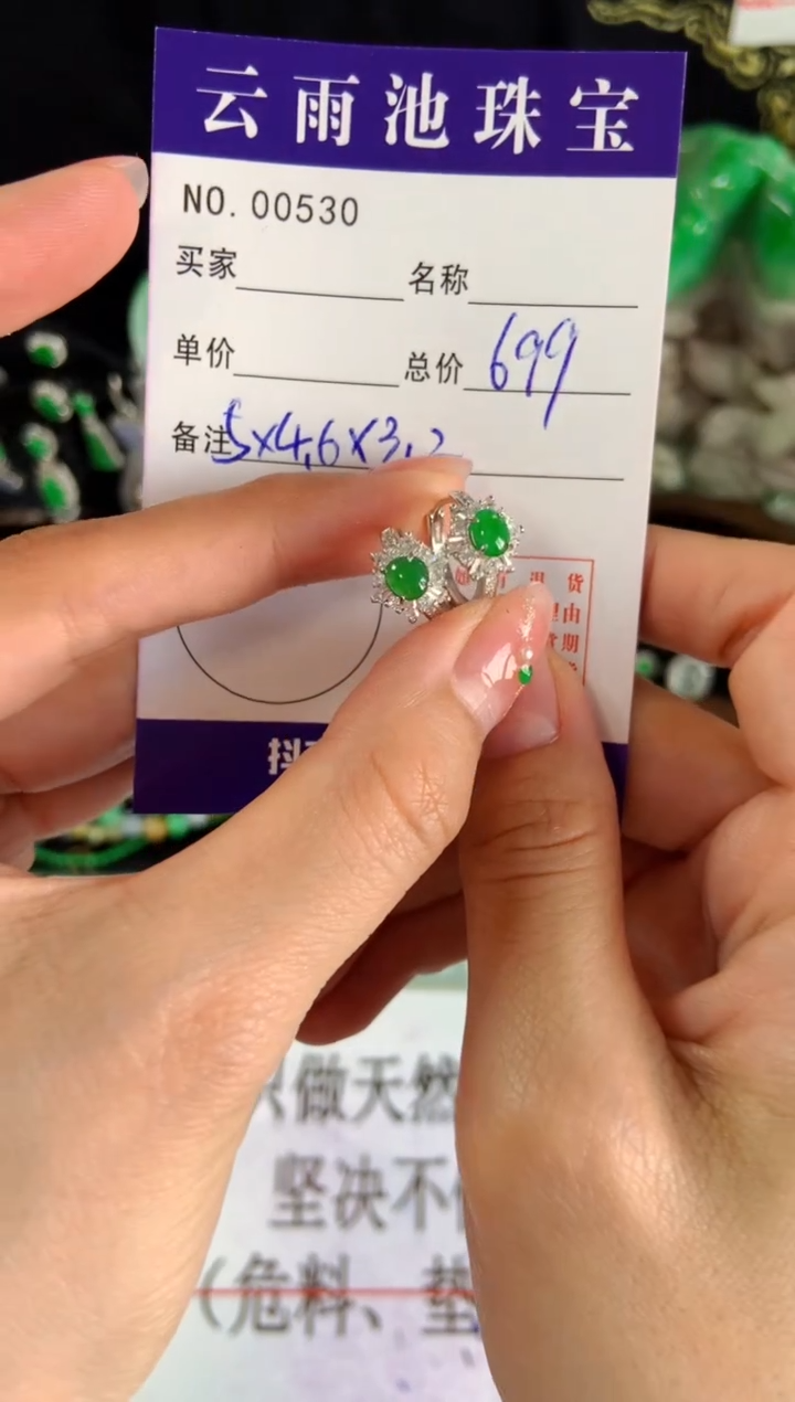 【闪购商品】翡翠耳饰银S925镶嵌翡翠
