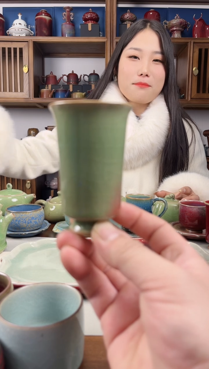 【闪购商品】瓷片钧尚源翡翠绿闻香杯