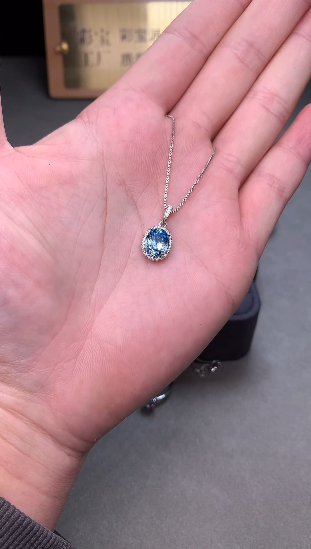 颈饰蓝宝石银S925镶嵌2222