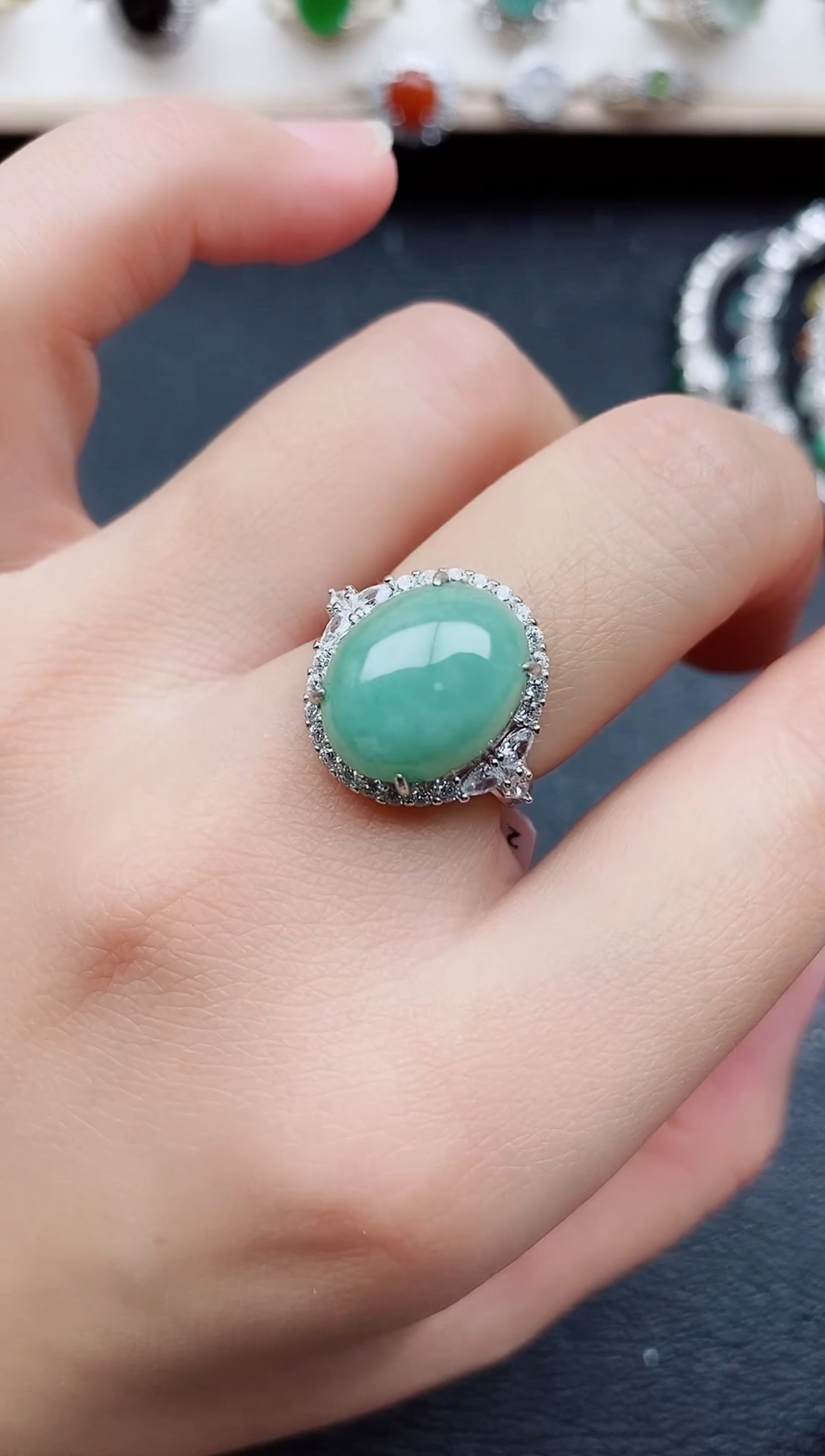 【闪购商品】翡翠戒指银S925镶嵌11111