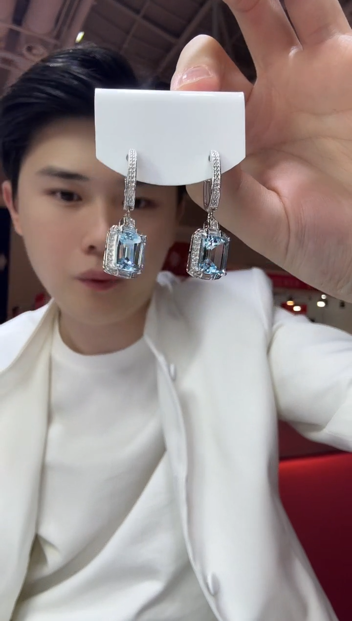 银S925镶嵌托帕石耳饰耳扣款