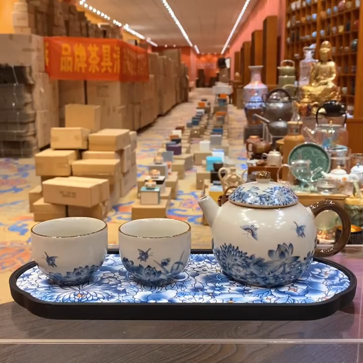 【闪购商品】荷花汝窑一壶两杯 带茶盘999151