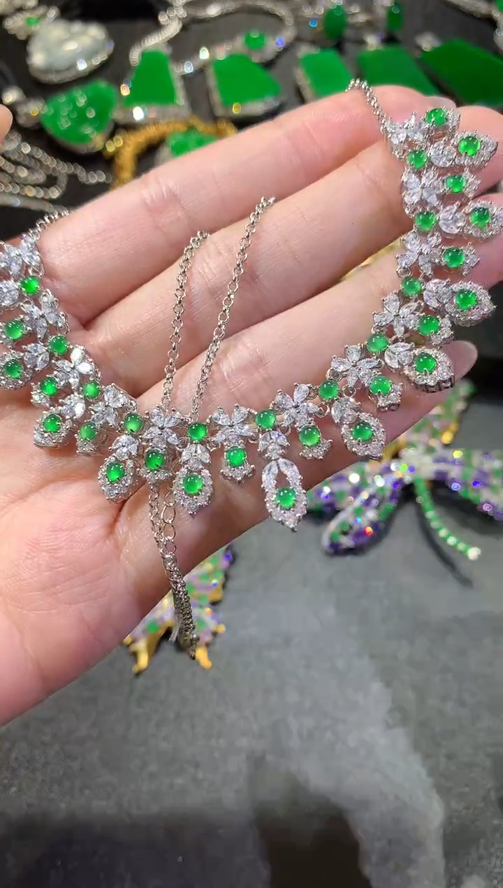 【闪购商品】翡翠颈饰银S925镶嵌327套链（多样性发货一件