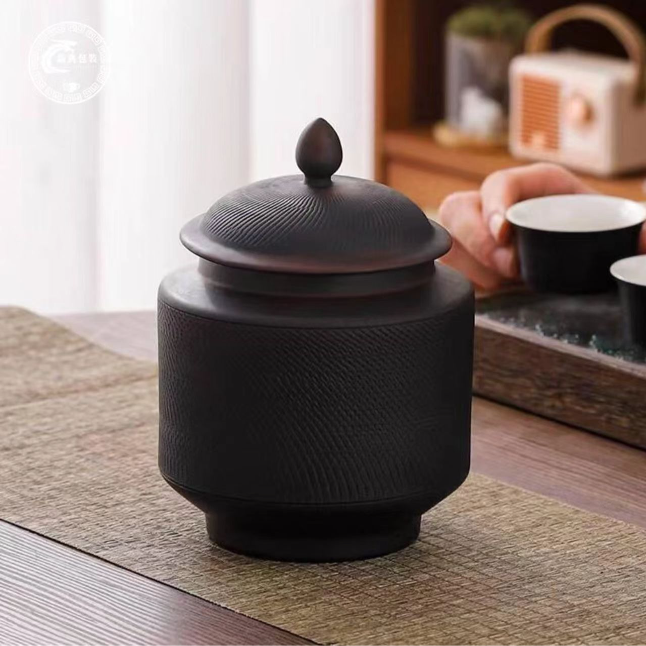 紫陶跳刀茶叶罐送送陈皮石斛六堡茶