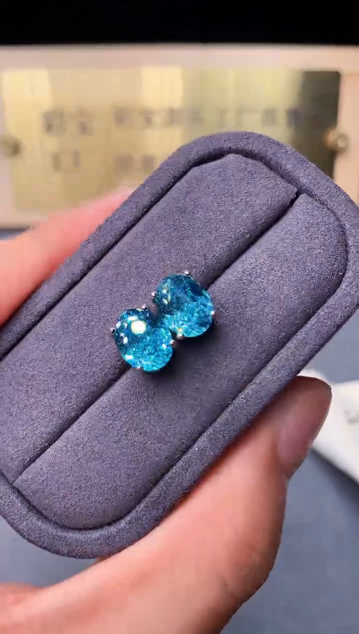 银S925镶嵌耳饰碧玺3333