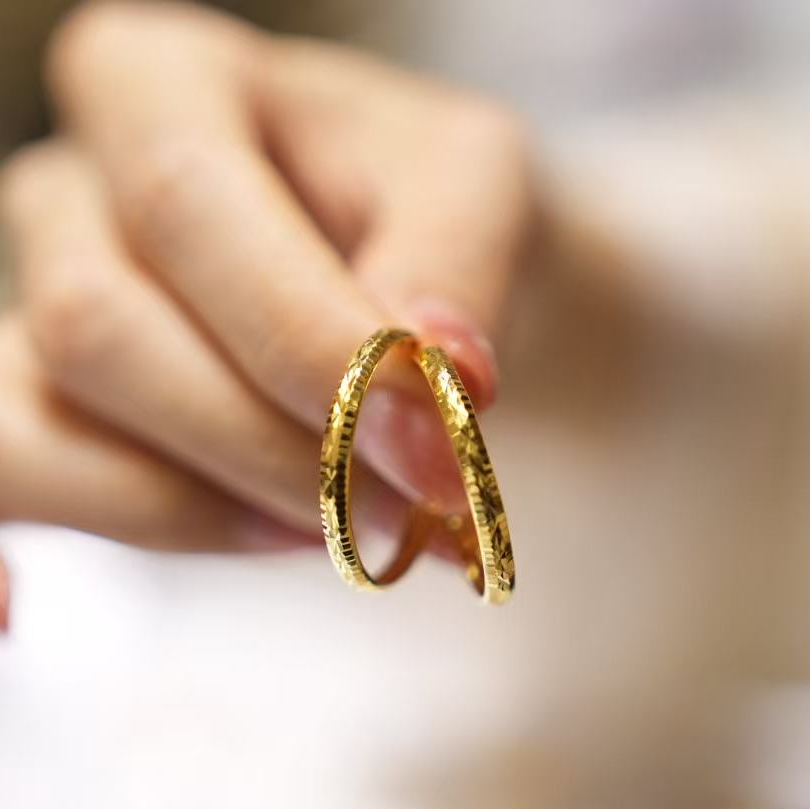 【巧玲专属】足金999鱼鳞圆环耳环 经典时尚百搭 2.86