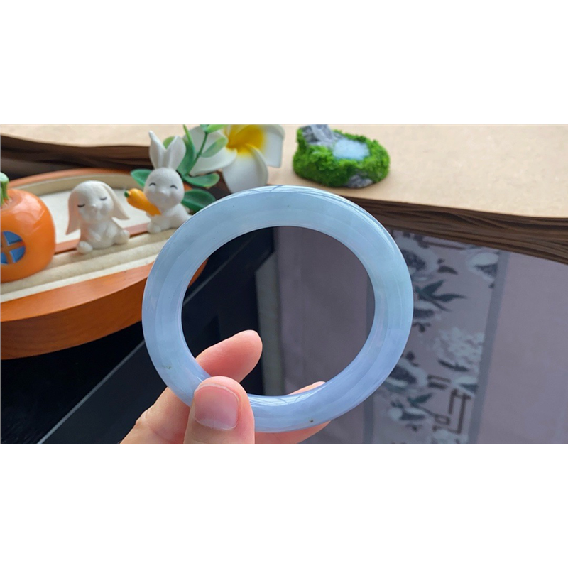 02.03批190号57.2-10.5-10.6！圆条！淡蓝紫手镯！天然翡翠