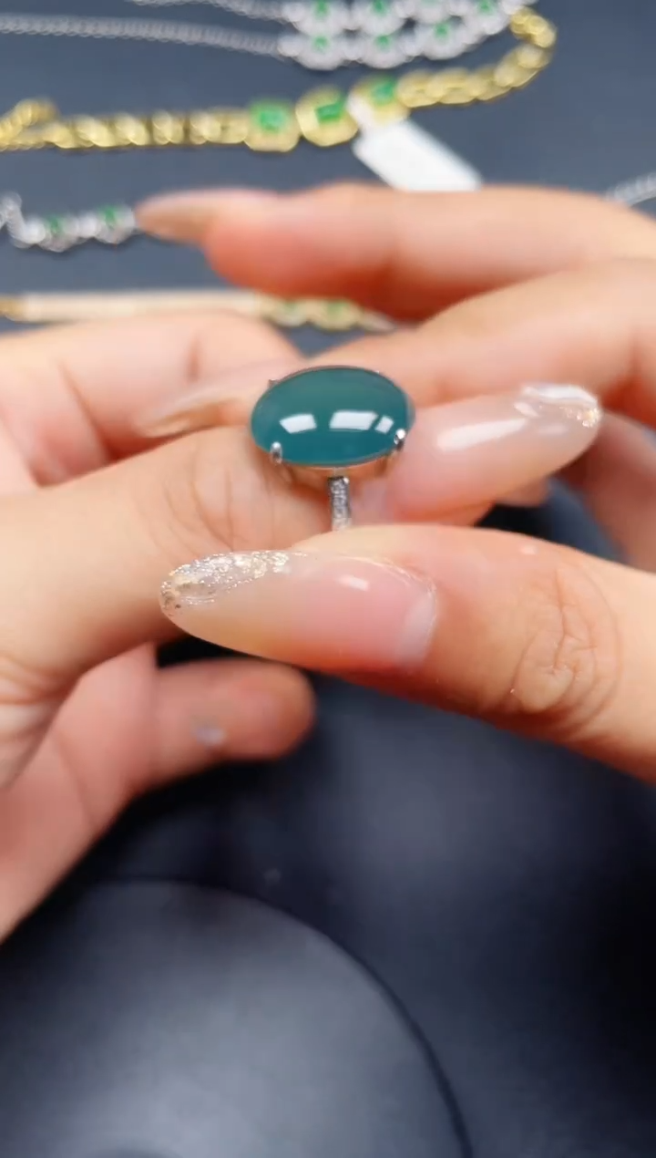 翡翠戒指银S925镶嵌65645