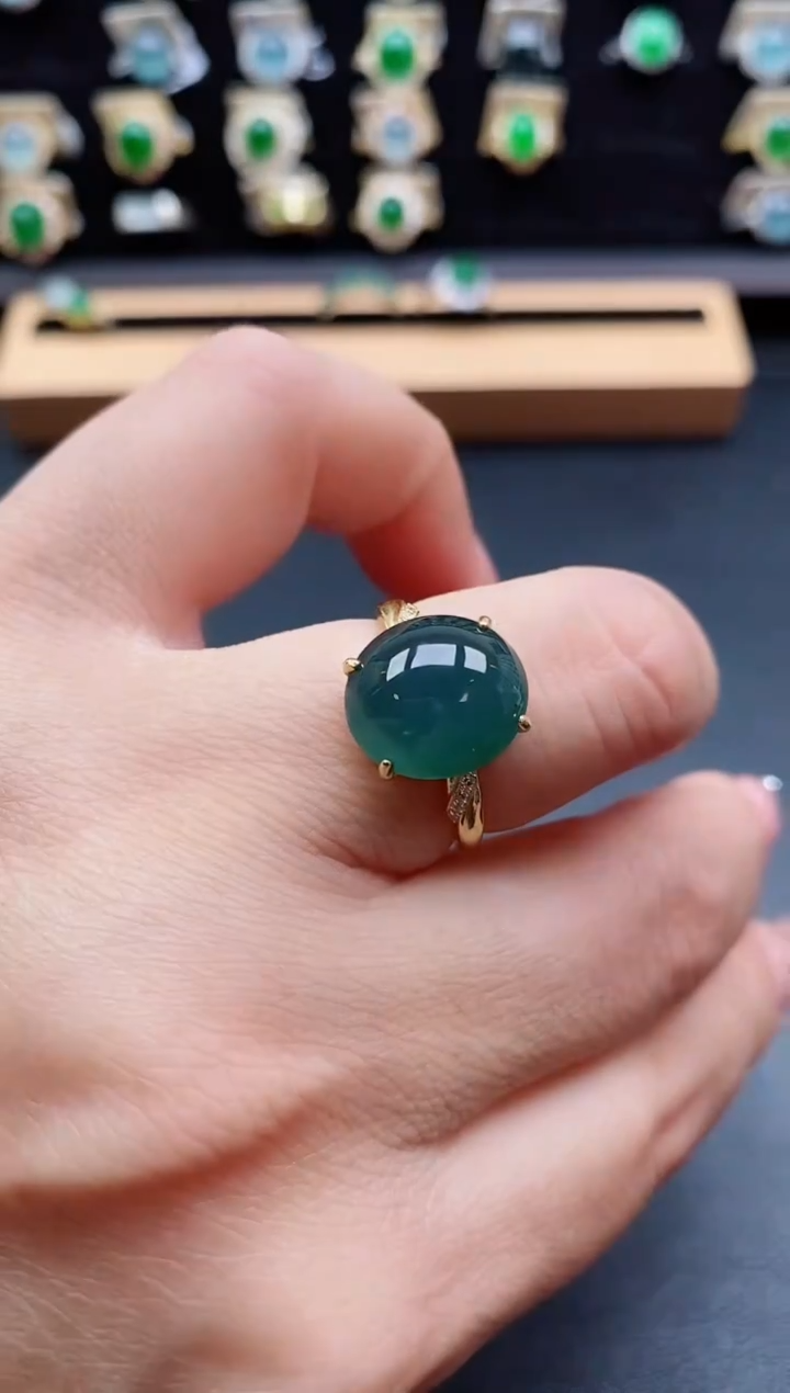 银S925镶嵌戒指翡翠1