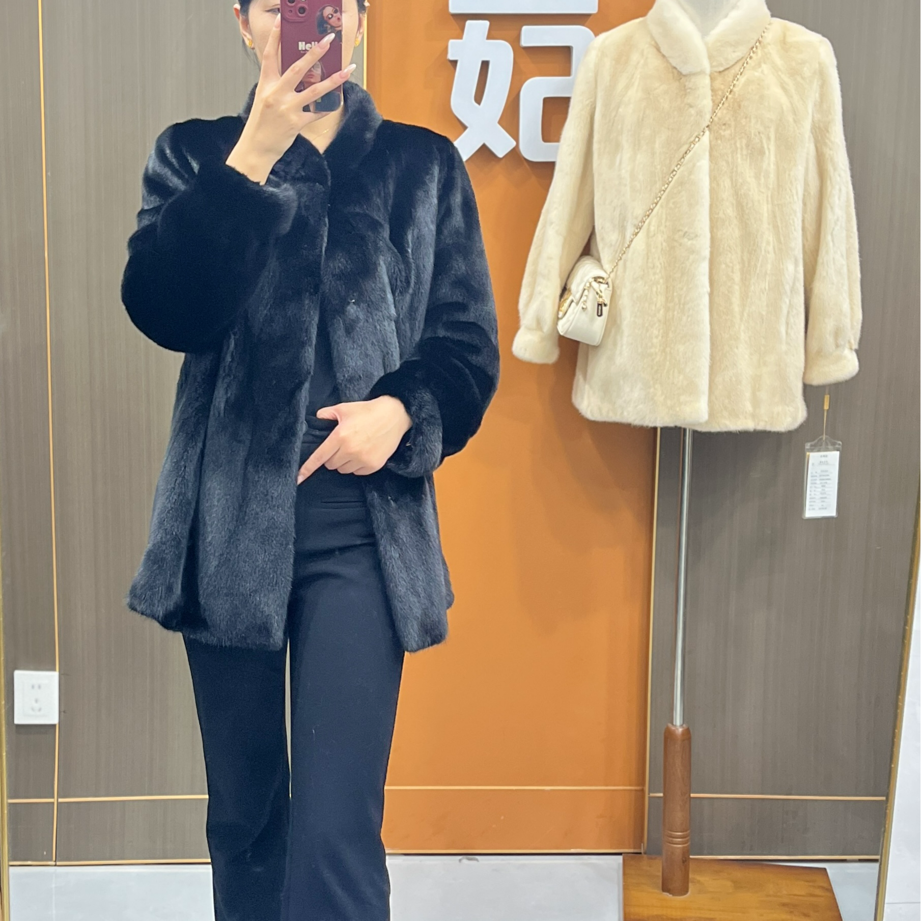 【圣世皇妃】059083小刀领小A版气质保暖貂皮大衣