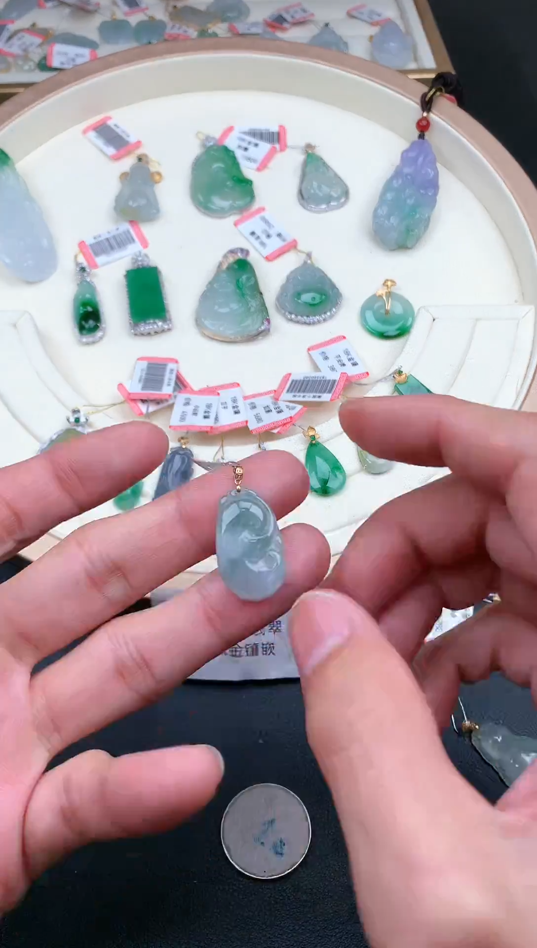 【闪购商品】翡翠颈饰18K金镶嵌如意