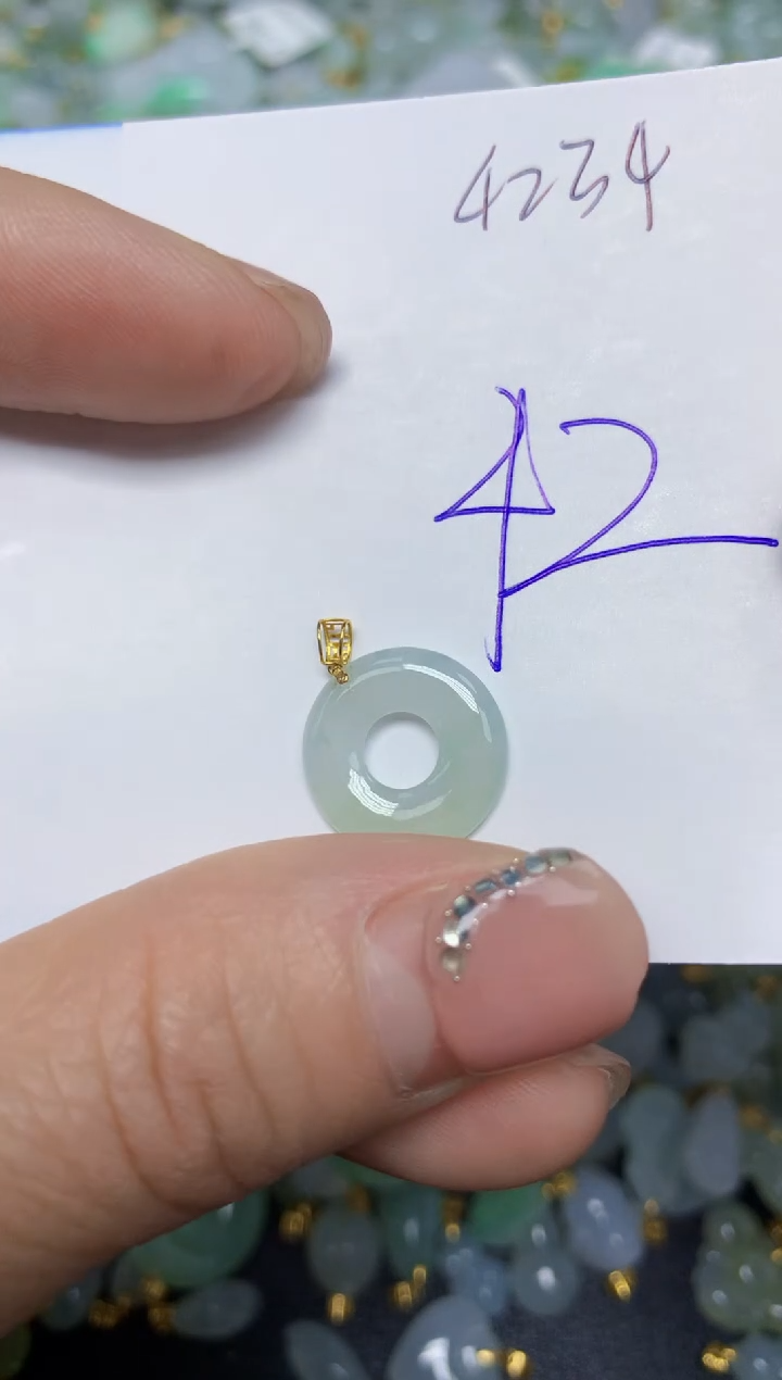 【闪购商品】翡翠挂件18K金镶嵌 天然翡翠A货