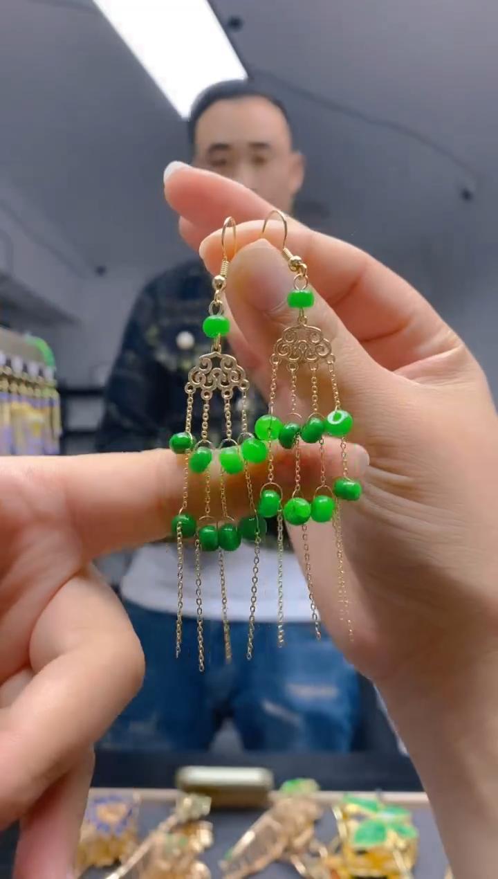 【闪购商品】翡翠耳饰合金235翡翠耳钩