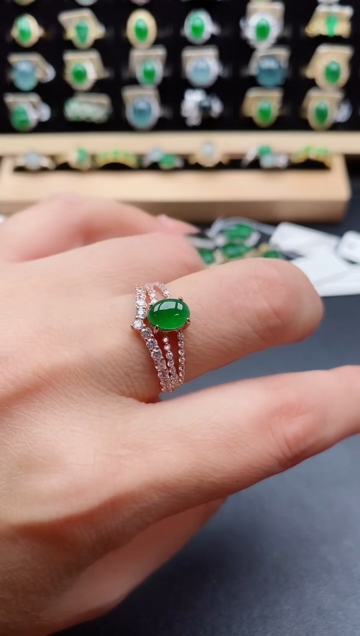 银S925镶嵌戒指翡翠1