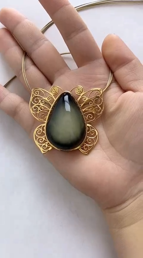 【闪购商品】琥珀裸石银S925镶嵌琥珀胸针