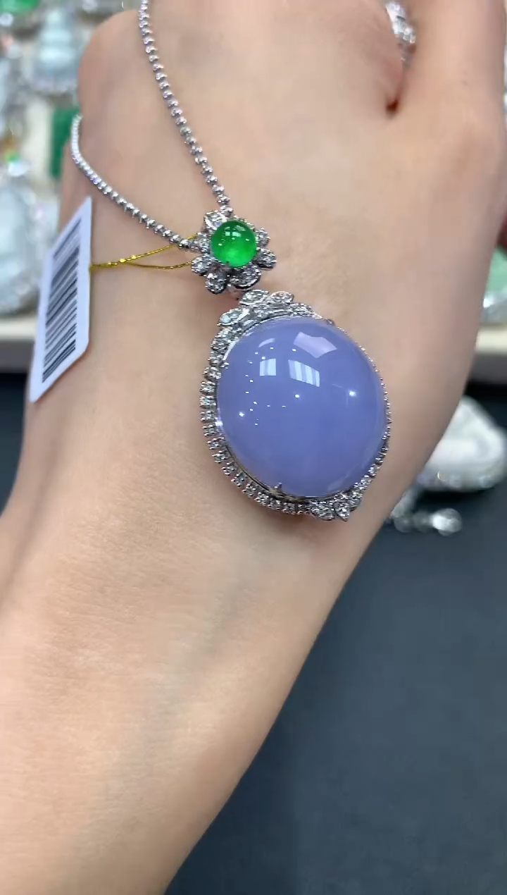 【闪购商品】翡翠吊坠(不含链)18K金镶嵌q85紫货有色差